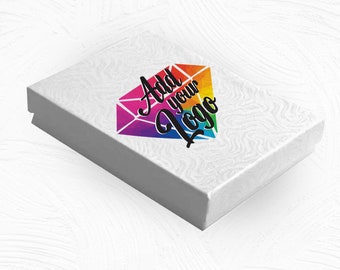 Large Printed Packaging Gift Boxes Pieces Printed White Swirl Cotton Filled Jewelry Display Packaging Gift Boxes 5-3/8" x 3-7/8" x 1"h.
