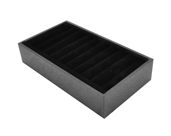 Black 9 Slot Jewelry Bangle Display Tray, 7 1/2" x 4 1/4" x 1 3/8" tall.