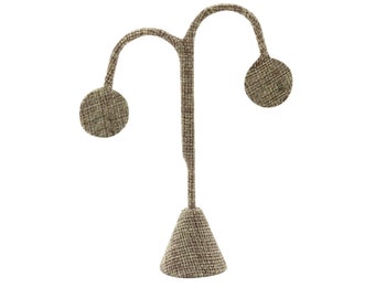 Black Velvet, White Leatherette or Burlap Jewelry Earring Tree Display Stand, 4-3/4" Tall