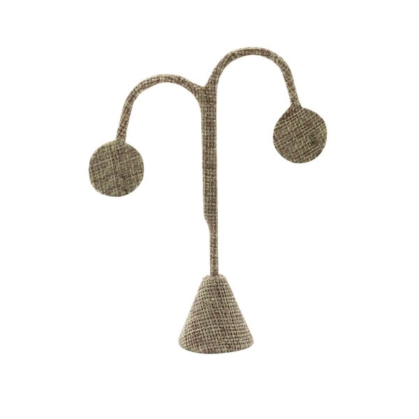 Black Velvet, White Leatherette or Burlap Jewelry Earring Tree Display Stand, 4-3/4" Tall