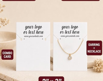 Custom Jewelry Display Cards, 2x3 Earring and Necklace Cards, Personalized Logo Cards, 100 Pack