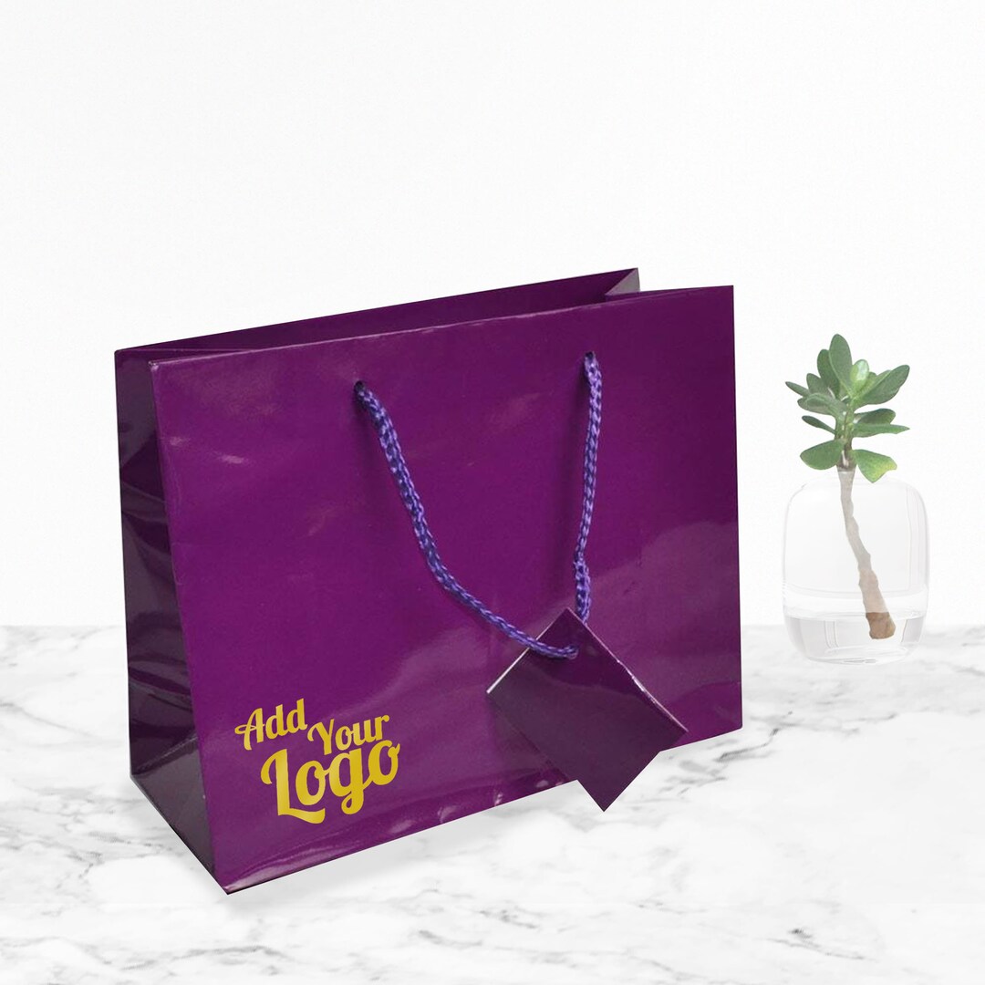 100 Pcs Glossy Purple Euro Tote Gift Shopping Bags Etsy