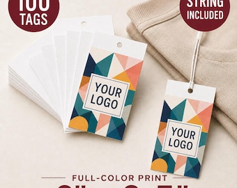 Custom Hang Tags with String, Full-Color Logo Product Tags, 100 Pieces, 2" x 3.5"