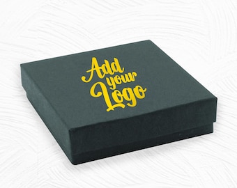 200 Matte Black Cotton Filled Jewelry Gift Boxes - Printed Logo Packaging (3.5" x 3.5" x 1")