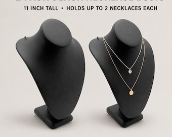 2 Pack Black Leatherette Necklace Display Busts, 11 Inch Tall Jewelry Stands for Retail, Trade Shows and Craft Fairs