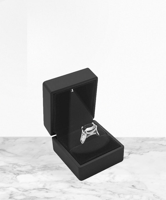 Boite à Bijoux Emballage Lot De 6 Boîtes à Bagues - Velours Noir - Pour Cadeaux, Bijoux, Rangement - Idéal Fiançailles, Mariage Boîtes Velours Noir