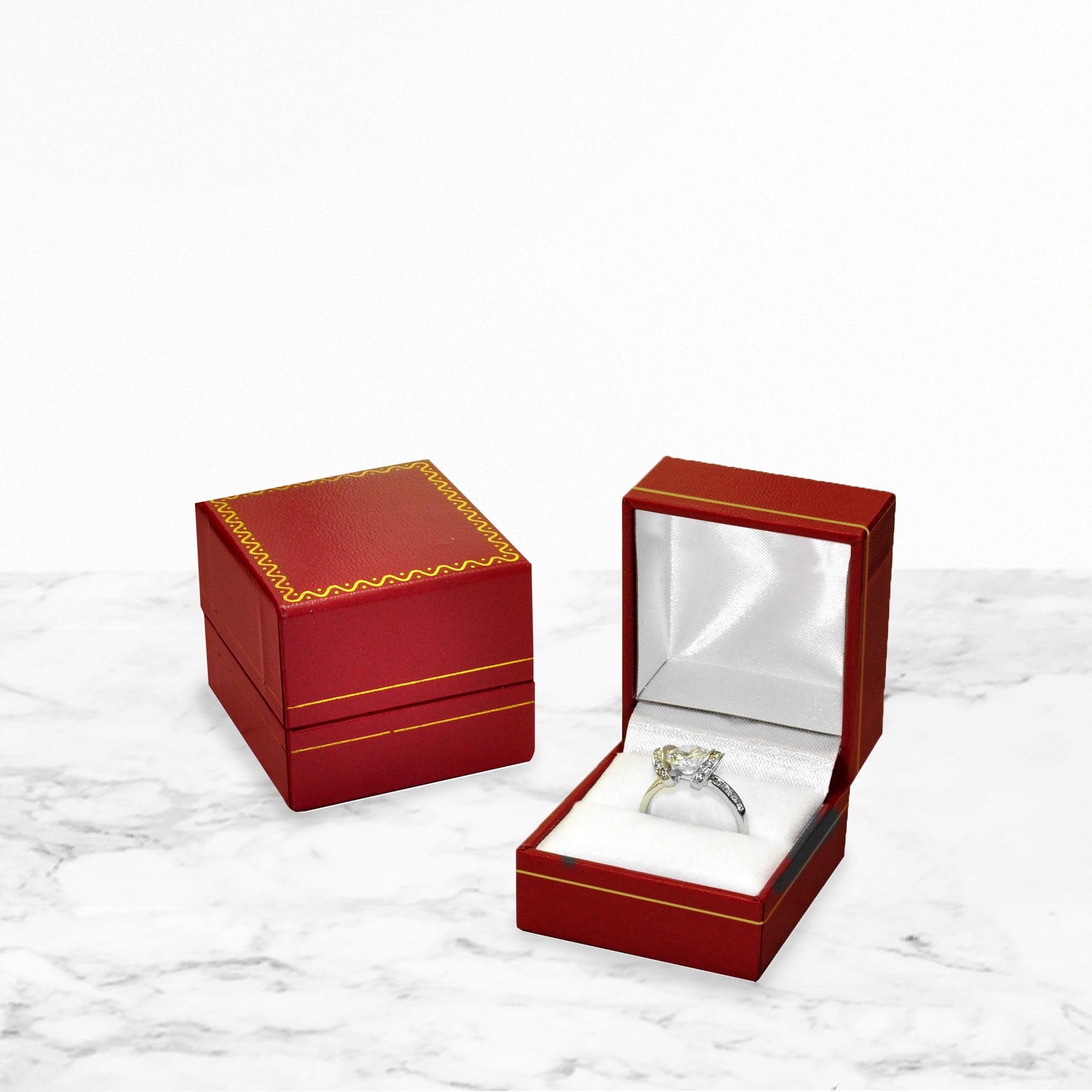 Shirokiya Red Velvet Jewelry Box with Gold Trim
