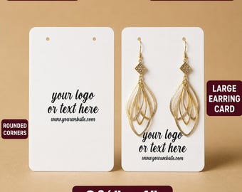 Large Custom Earring Cards With Logo, 2.75x4 Jewelry Display Cards for Long and Dangle Earrings, Rounded Corners, 100 Pieces