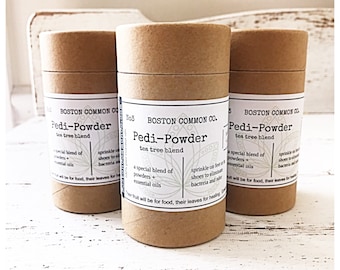 All natural Pedi Powder With Essential Oil / Natural Foot Powder / Natural Odor Destroyer for shoes / Tea Tree Foot Powder / 4 Oz Shaker