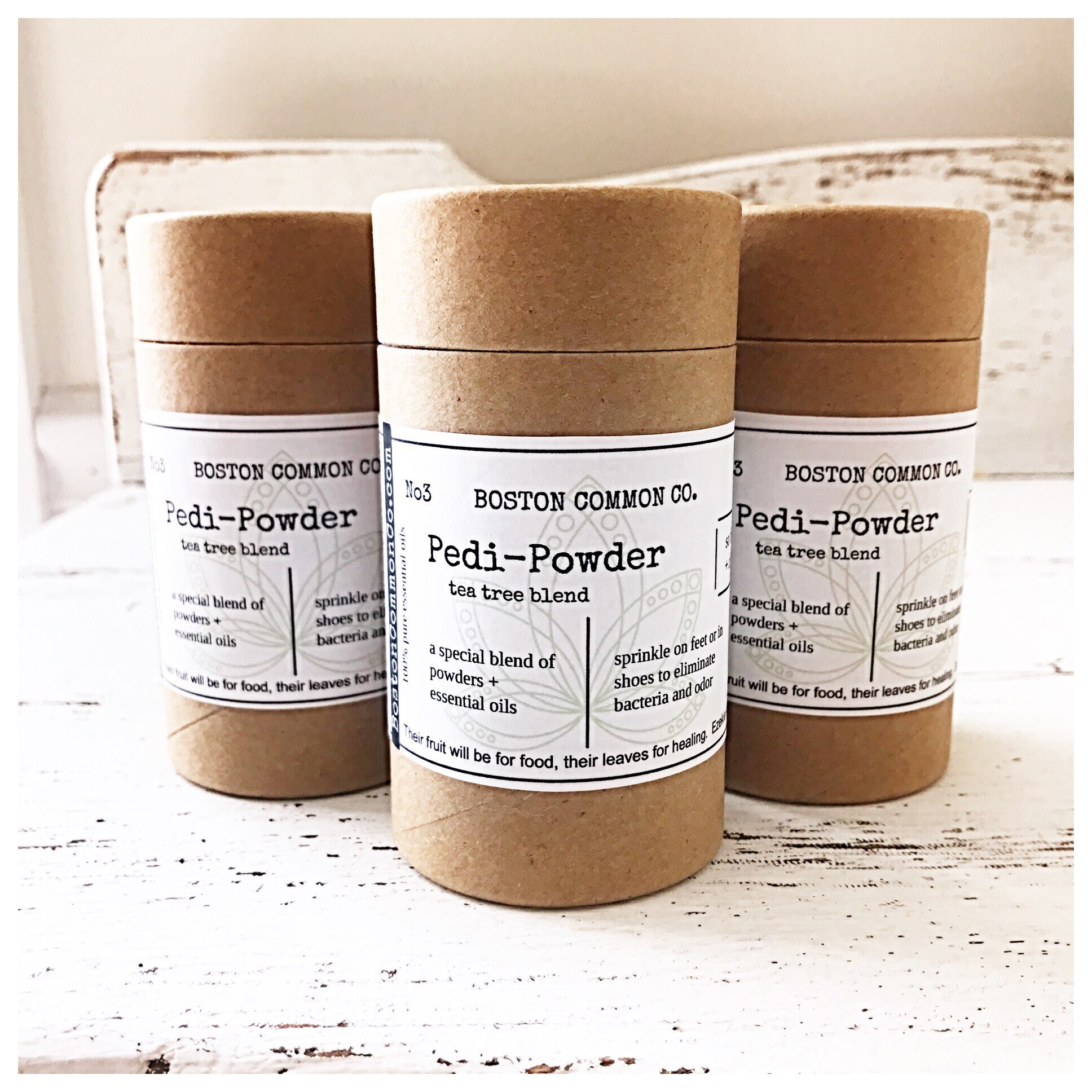 All natural Pedi Powder With Essential Oil / Natural Foot Powder / Natural Odor Destroyer for shoes / Tea Tree Foot Powder / 4 Oz Shaker
