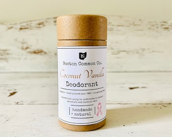 Coconut Vanilla Natural Aluminum Free Hand Poured Deodorant in Kraft Tube