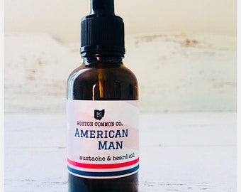 SALE American Man Organic Beard Oil / Natural Beard Oil / Nourishing Beard Mustache oil / Moisturizing Facial / Gift for him / Beard Comb