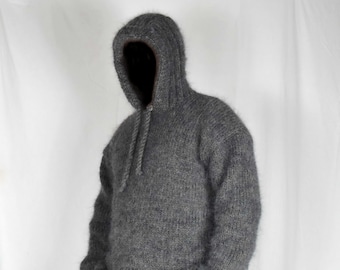 hand knitted sweaters door CorrectStore op Etsy Hand gebreid zeer dikke 100% WOLLEN heren hoodie trui met | Etsy