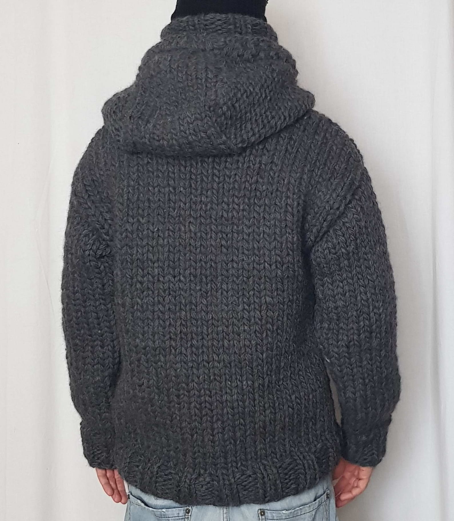 Hand Knitted VERY THICK 100% WOOL Mens Hoodie Sweater With - Etsy