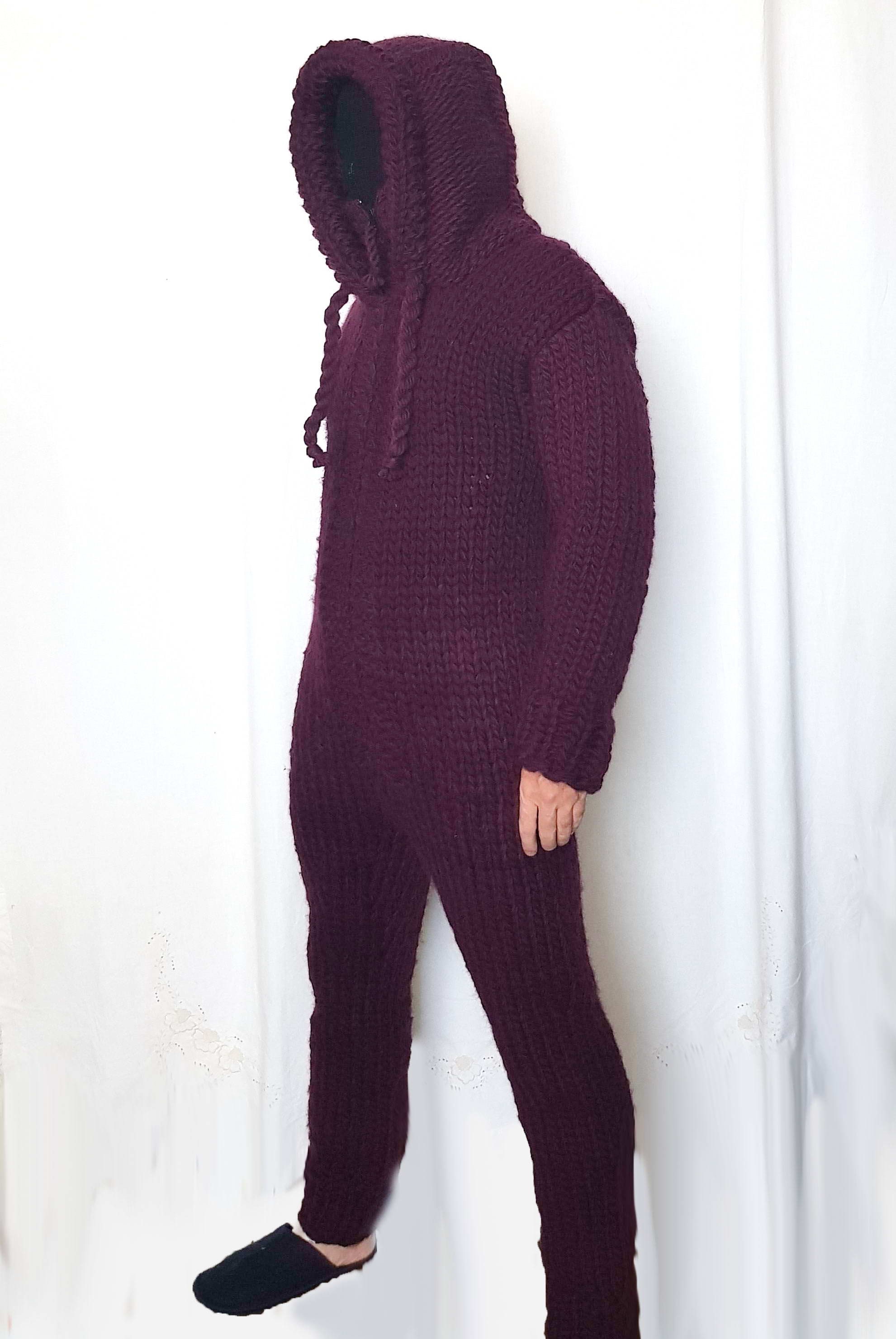 Hand knitted 100 WOOL mens Jumpsuits ZIPPER sweater pants Etsy