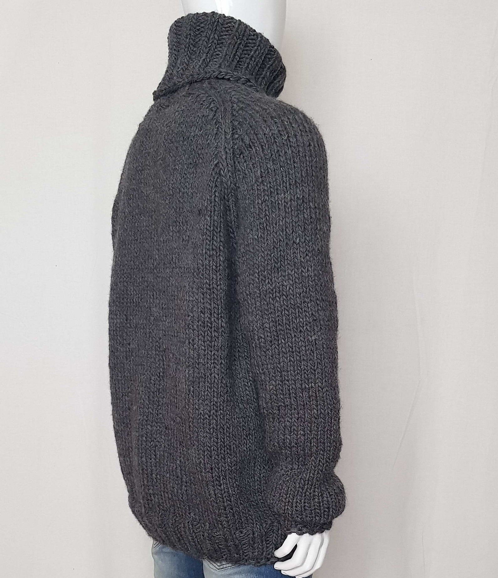 Hand Knitted 100% WOOL Mens Sweater With Turtleneck Woolen - Etsy