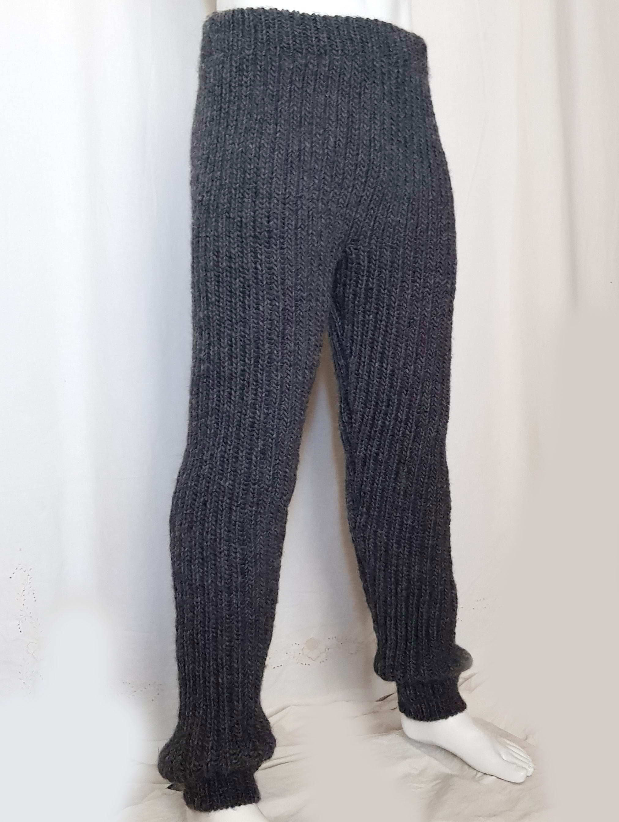Hand knitted 100 WOOL mens pants elastic woolen thick Etsy