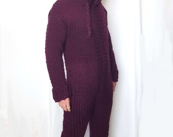 Hand Knitted 100% WOOL Mens Jumpsuits 