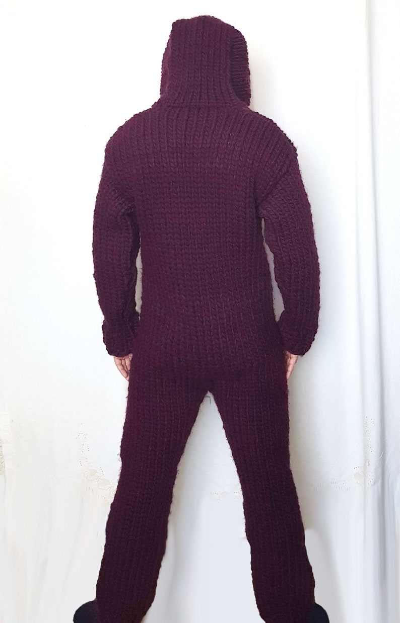 Hand Knitted 100 WOOL Mens Jumpsuits ZIPPER Sweater Pants Etsy Australia