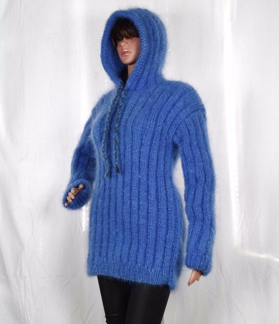Clothing Womens Clothing Hoodies & Sweatshirts Sweatshirts Silk mohair sweater handmade knitted 