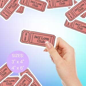 Self Love Club Aufkleber | Niedliches Ästhetisches Ticket-Design für Journals, Laptops + Mehr