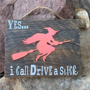 YES...I Can Drive a Stick Hexe Halloween Schild