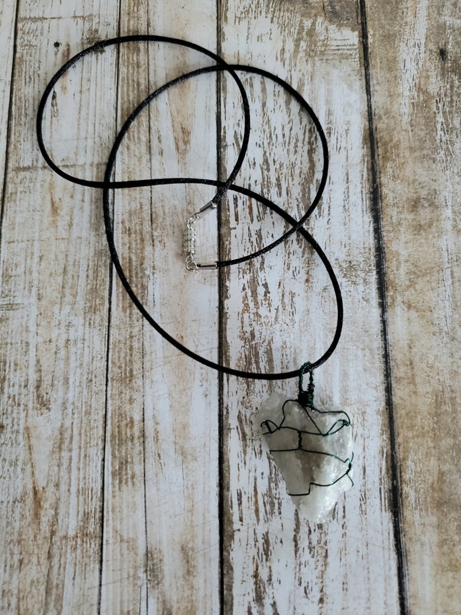 Himalayan Salt Necklace. Wire Wrapped Himalayan Salt Necklace. Wire