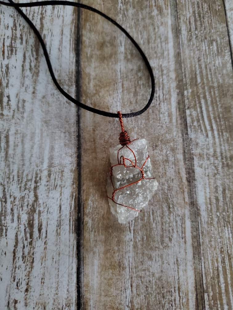 Himalayan Salt Necklace. Wire Wrapped Himalayan Salt Necklace. Wire