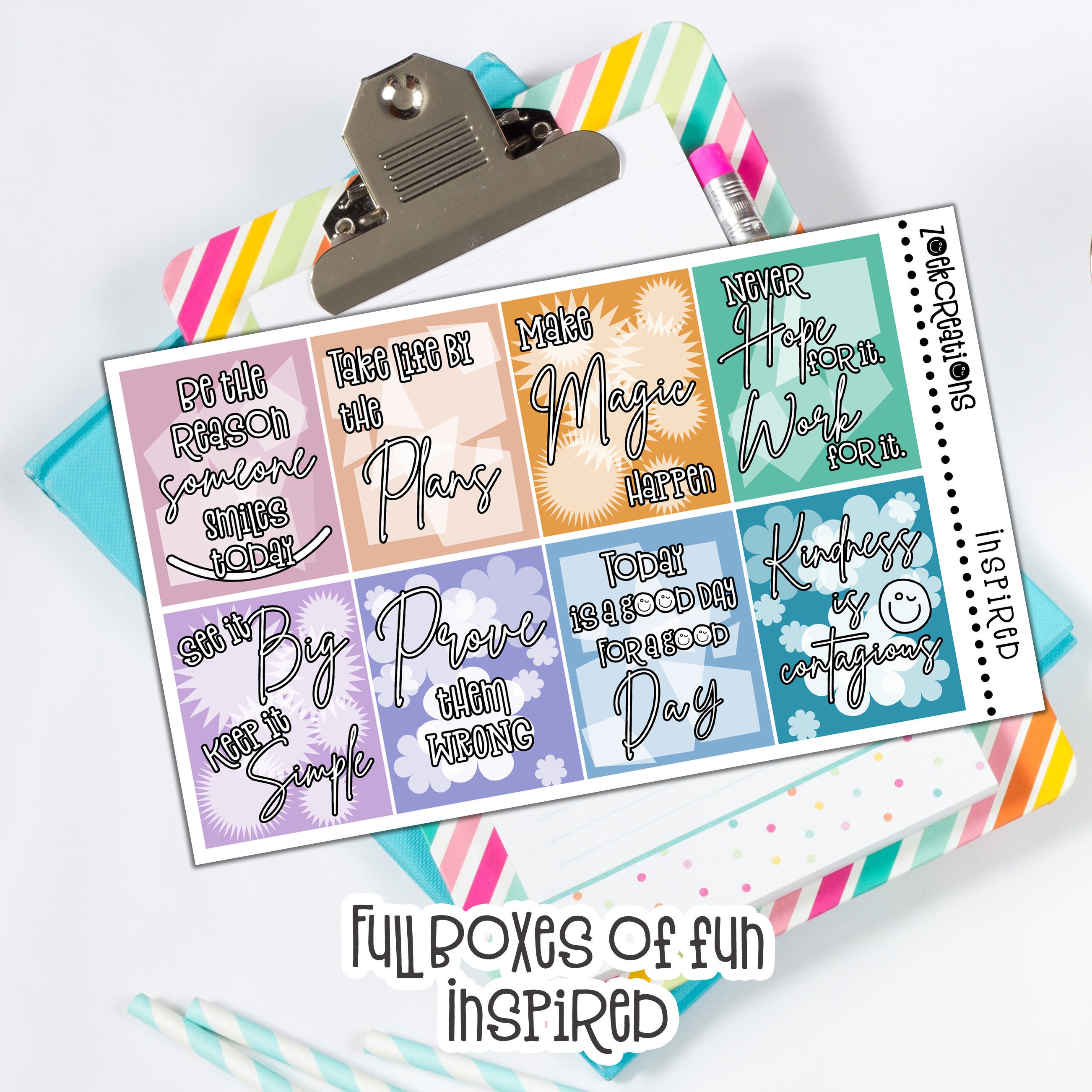 Inspired Quotes Full Boxes Quote Boxes Quote Stickers Etsy