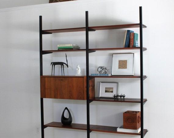 HOLD For J Do Not Purhase George Nelson 2 Bay Omni Wall Unit Mid Century Walnut Modular Wall System