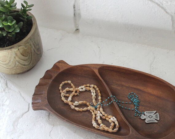 Carved Monkey Wood Divided Serving Tray Catch All