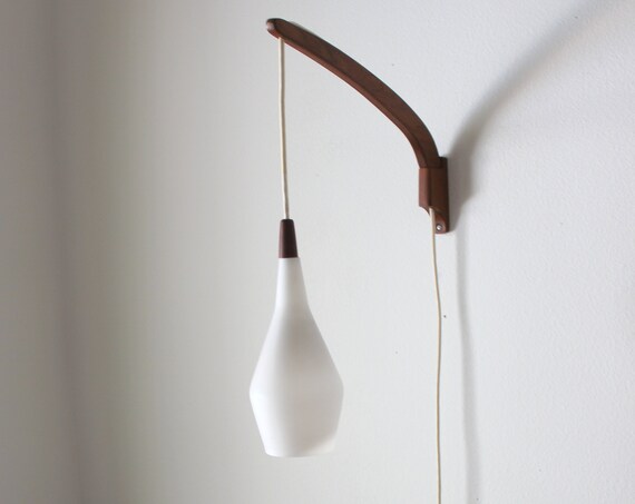 Danish Teak Hanging Wall Lamp Pendant