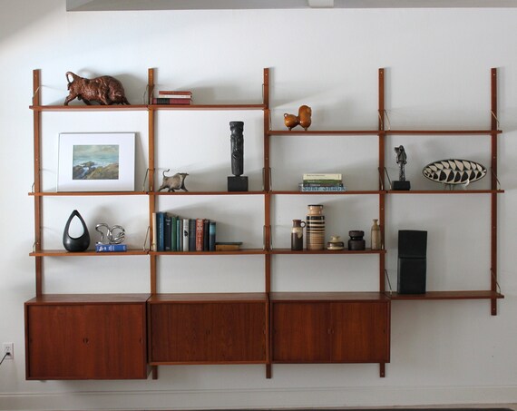 Danish Teak Cado 4 Bay Wall Unit Modular Shelving System