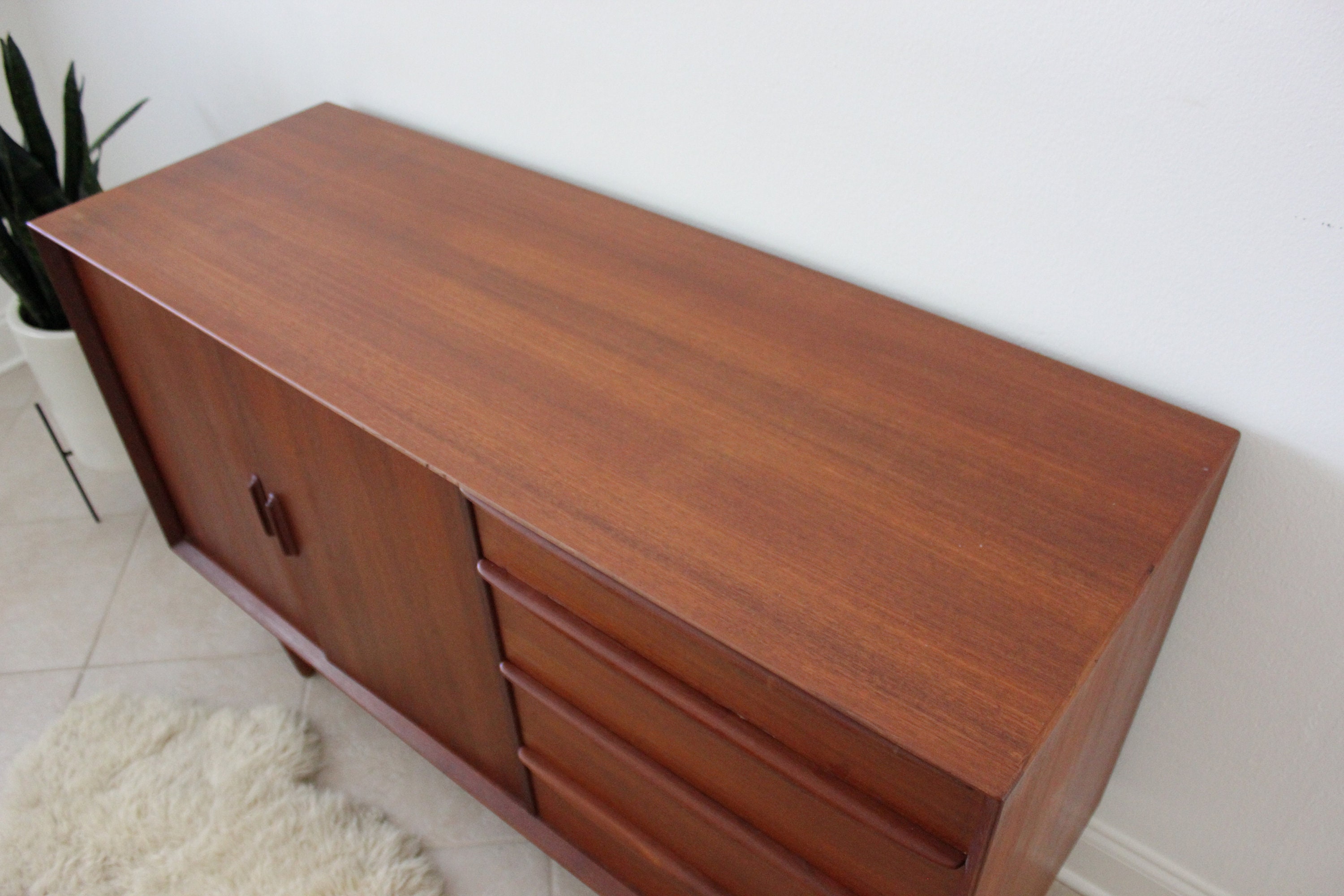 Danish Modern Teak Sideboard Credenza Cabinet By Falster