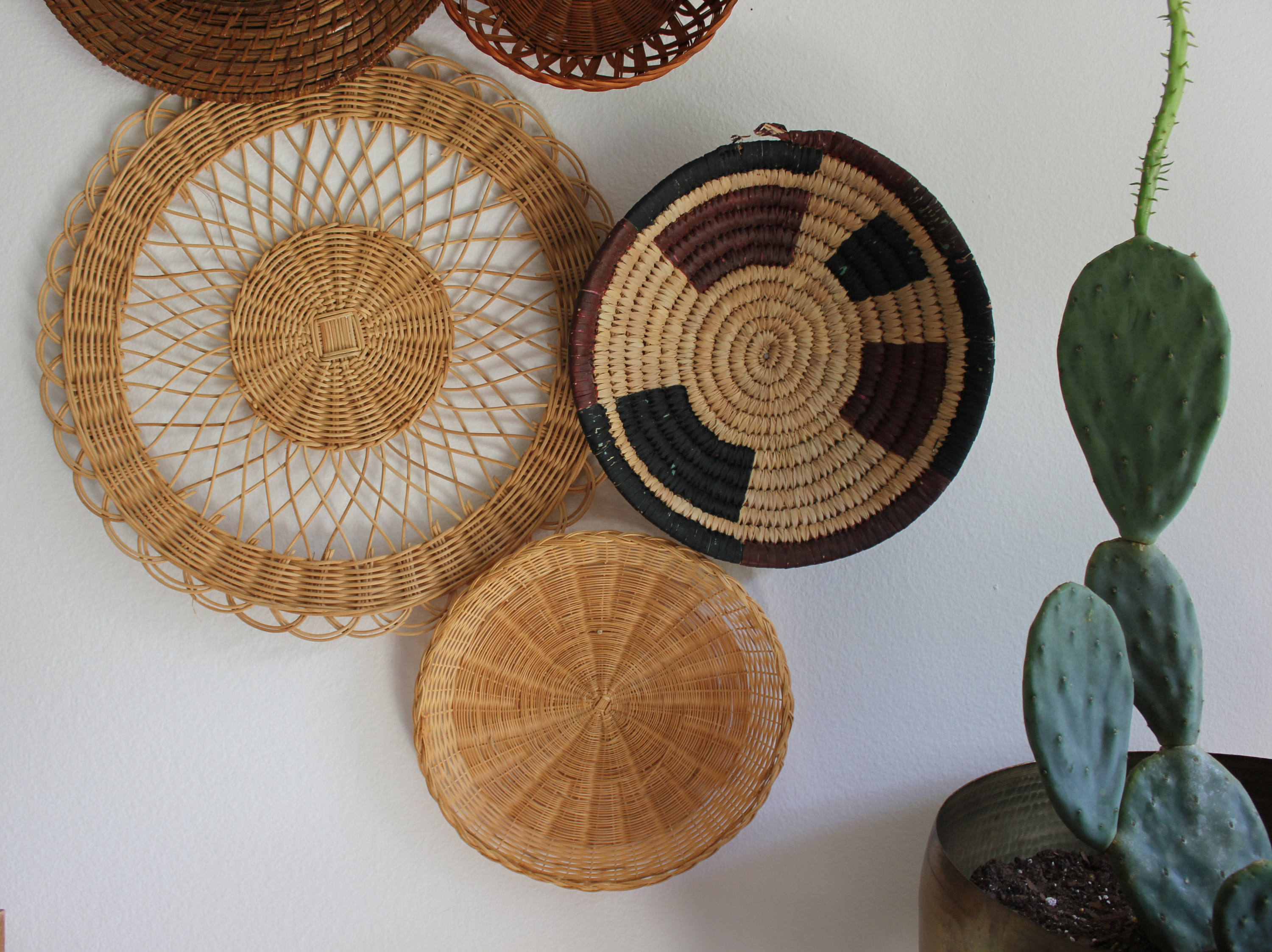Beautiful Bohemian Basket Grouping Set of 7 Rattan Wall Art