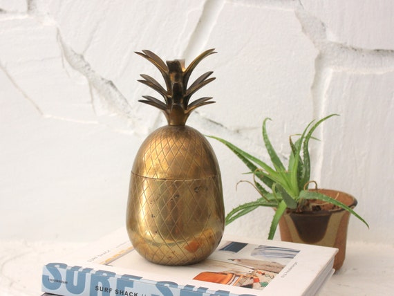 Vintage Hollywood Regency Brass Pineapple Container