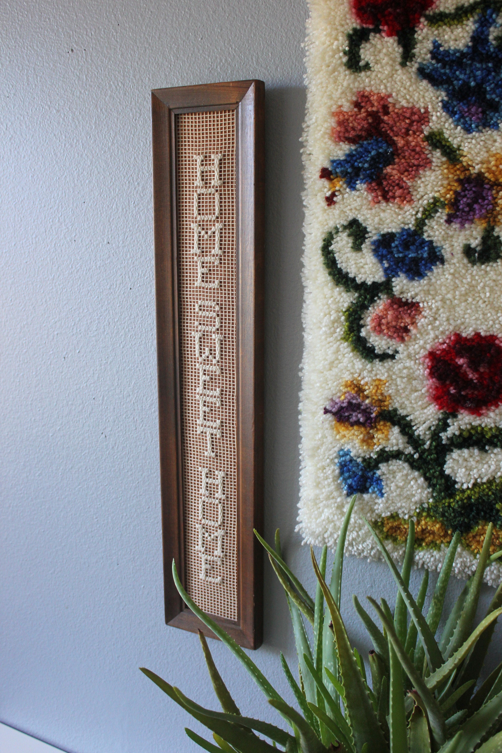 Home Sweet Home Vintage Net Lace Darning Art