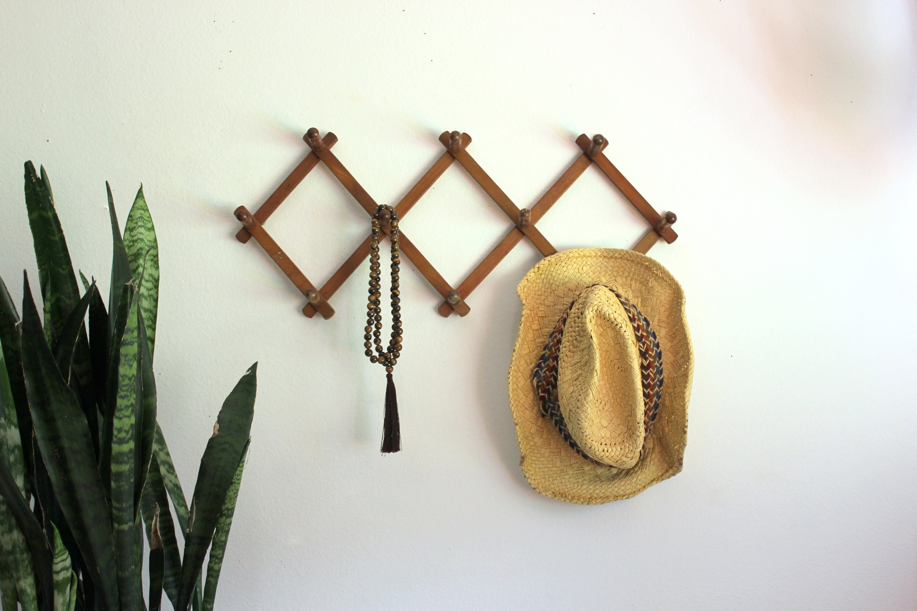 Vintage Wood Accordian Peg Rack Wall Hook