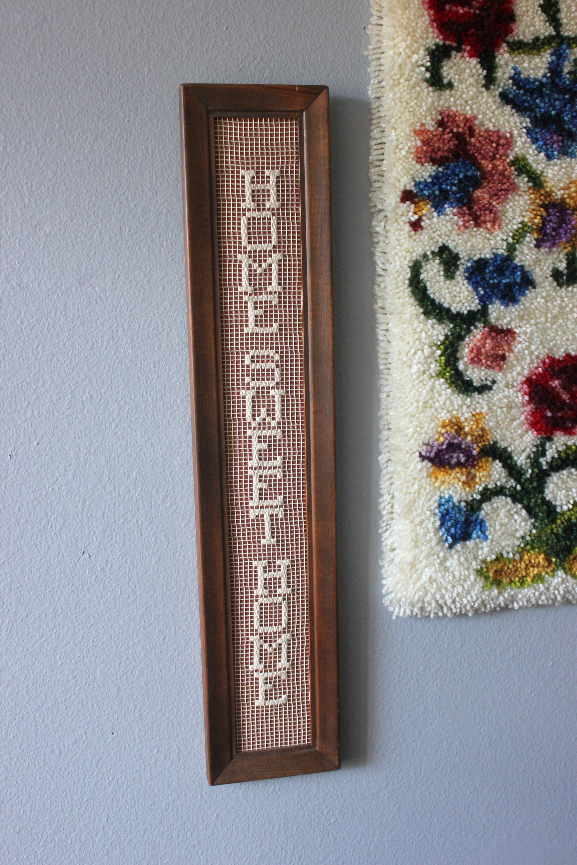 Home Sweet Home Vintage Net Lace Darning Art