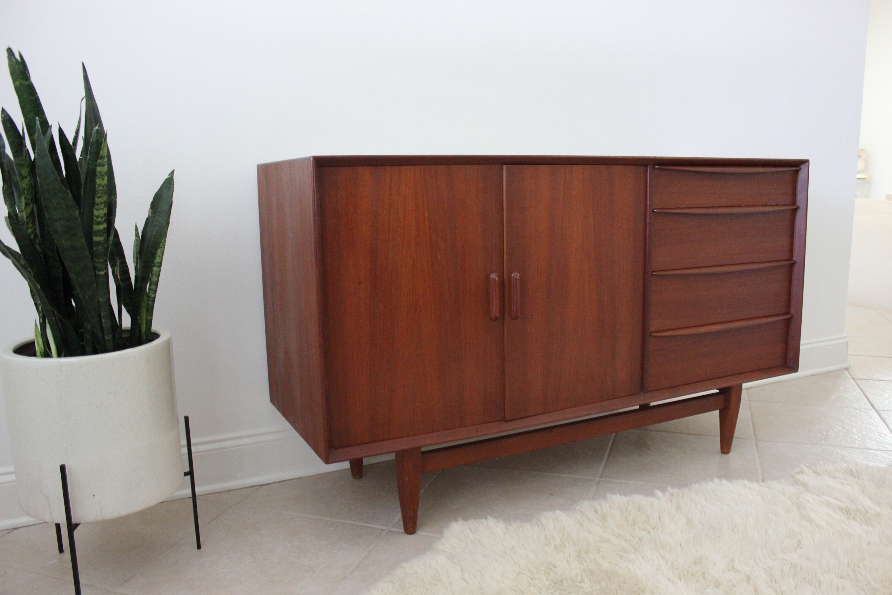 Danish Modern Teak Sideboard Credenza Cabinet By Falster