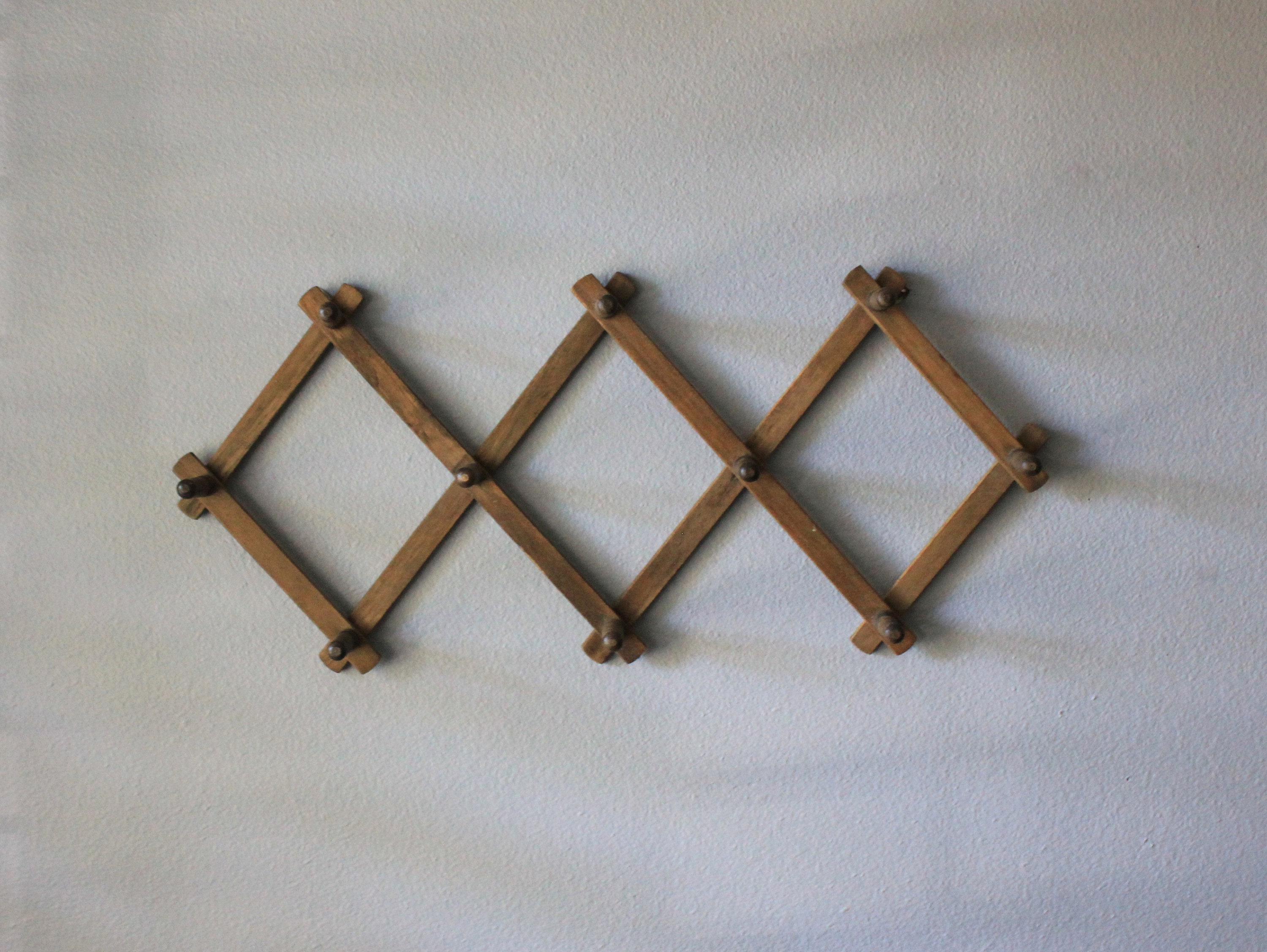 Vintage Wood Accordian Peg Rack Wall Hook