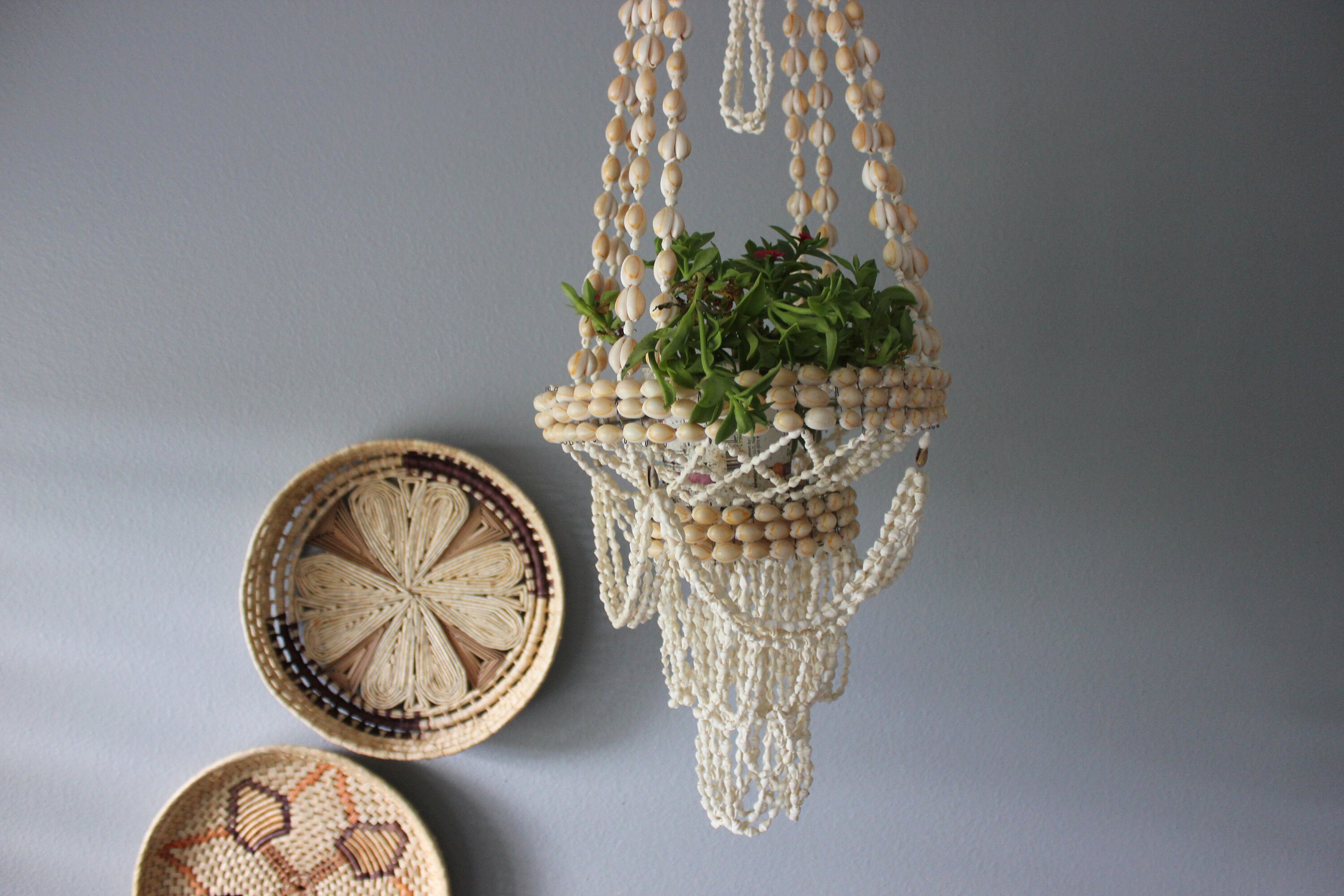 Vintage Hanging Shell Planter Chandelier Boho Beach Decor