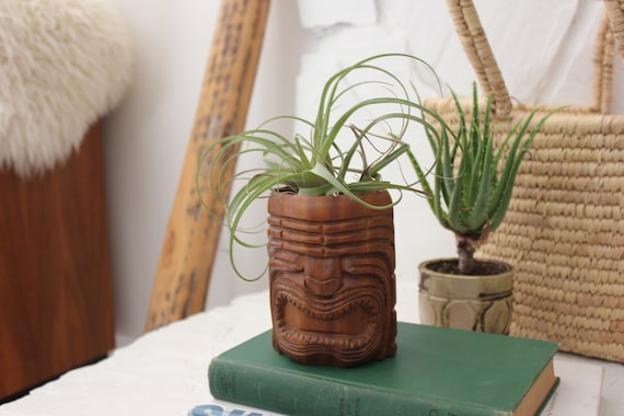1971 Hawaiian Carved Tiki Mug Pencil Holder