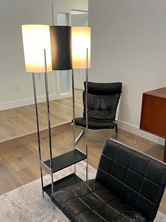 Mid Century Mod Black and White Floor Lamp by Paul Mayer for Habitat