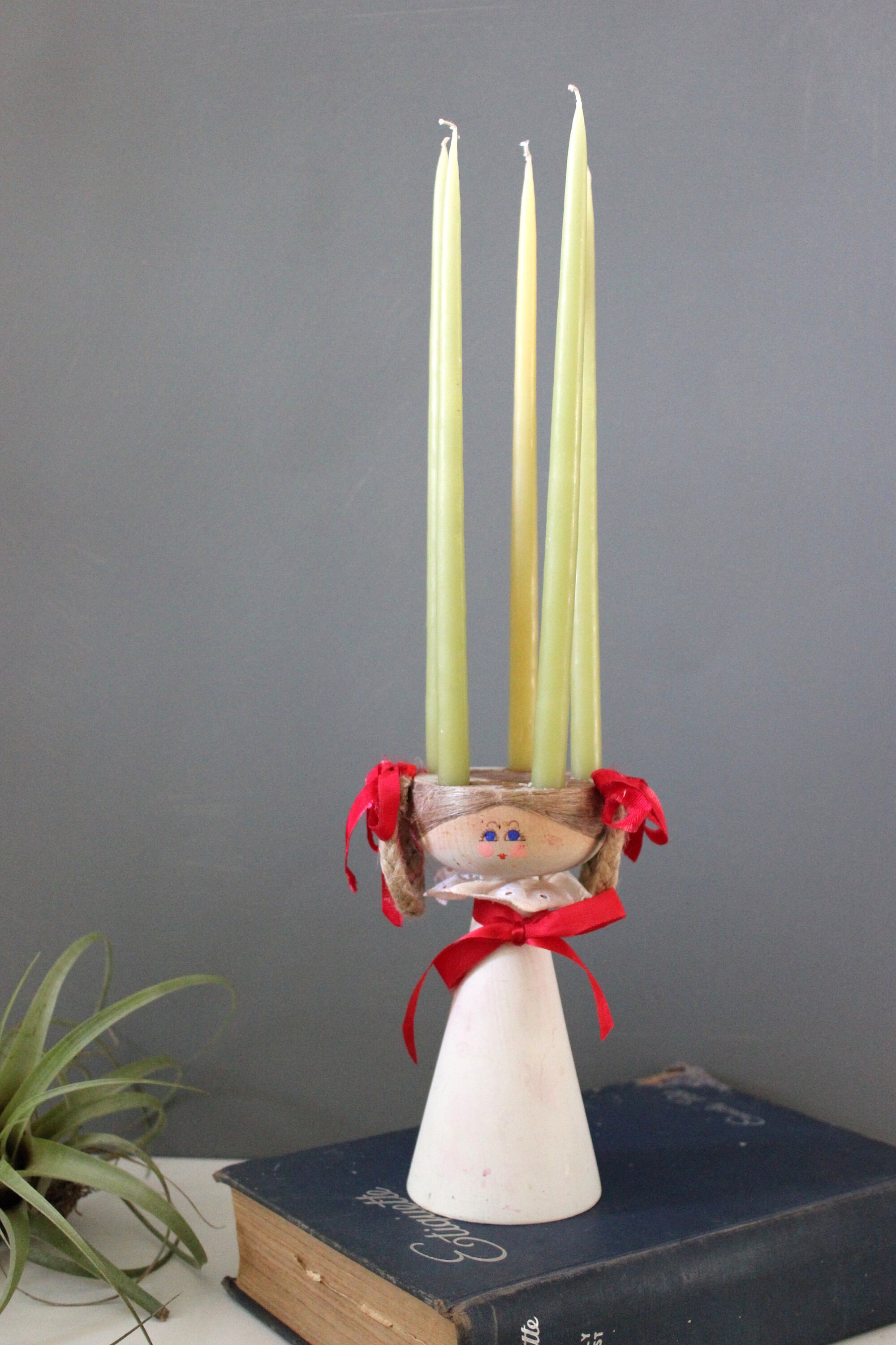 Vintage Swedish Girl Taper Candle Holder