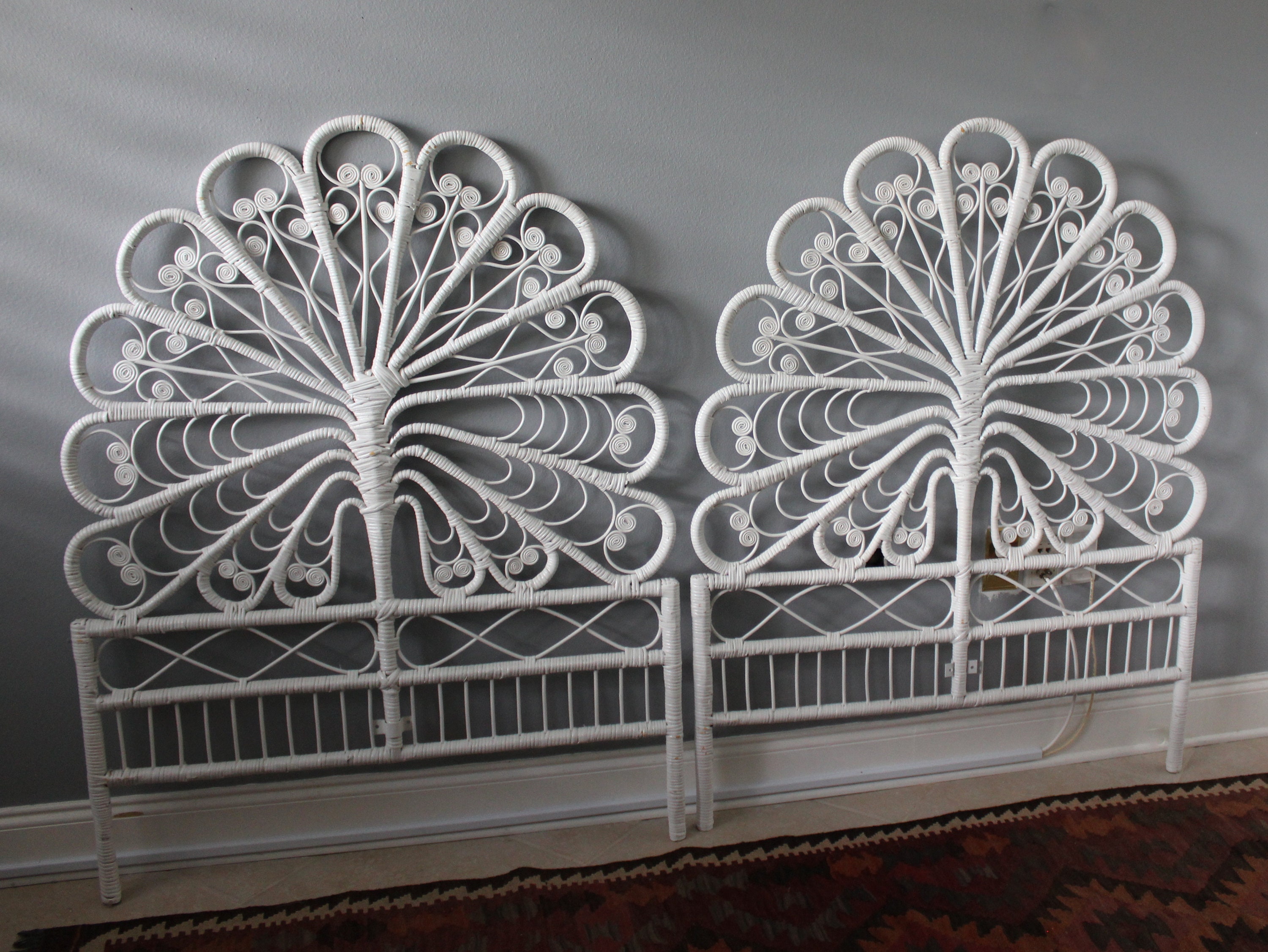 Matching Boho Twin Rattan Headboards