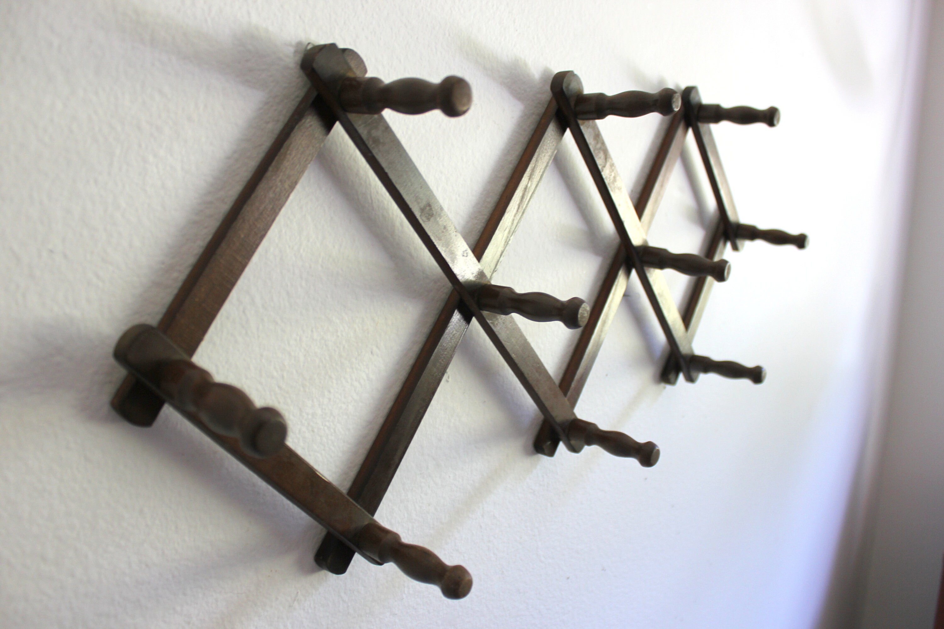 Vintage Wood Accordian Peg Rack Wall Hook