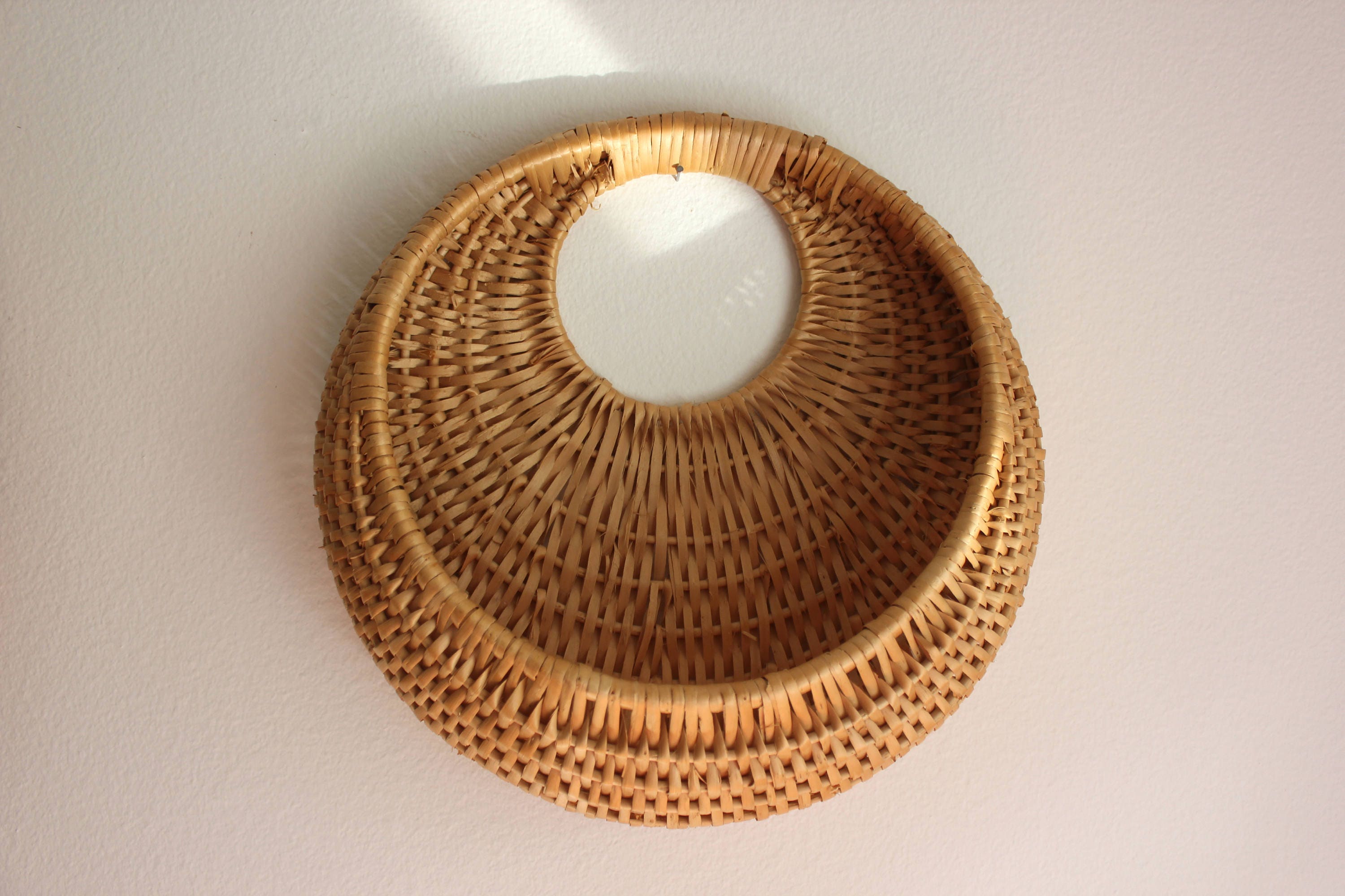 Round Rattan Wall Basket Plant Holder Boho Decor