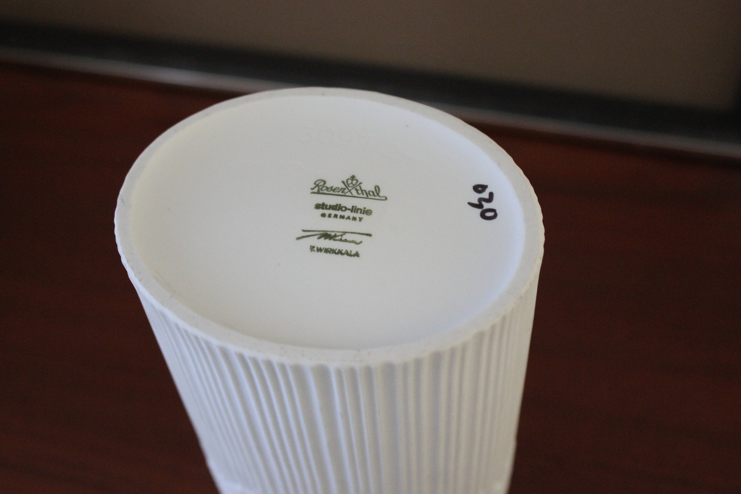 Modernist Tall White Bisque Oval Vase Rosenthal Studio Line 1960s