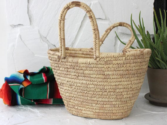 Vintage Woven Grass Storage Basket Magazine Holder